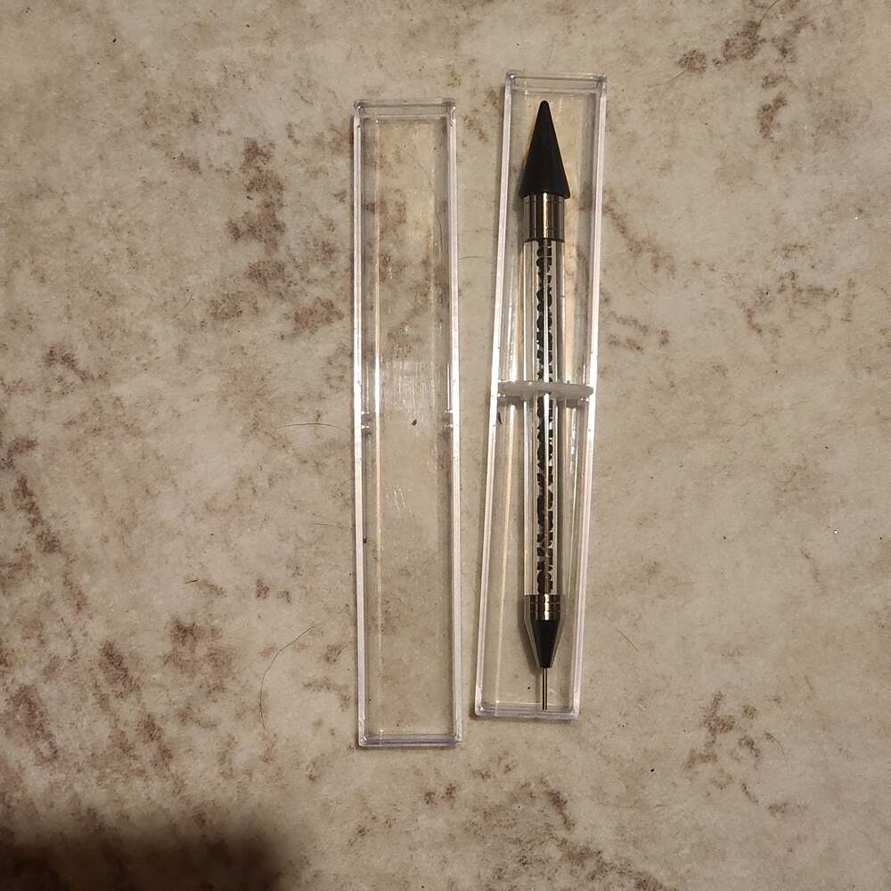 Dual-Ended Rhinestone Picker and Wax Tip Dotting Pen with Crystal Handle